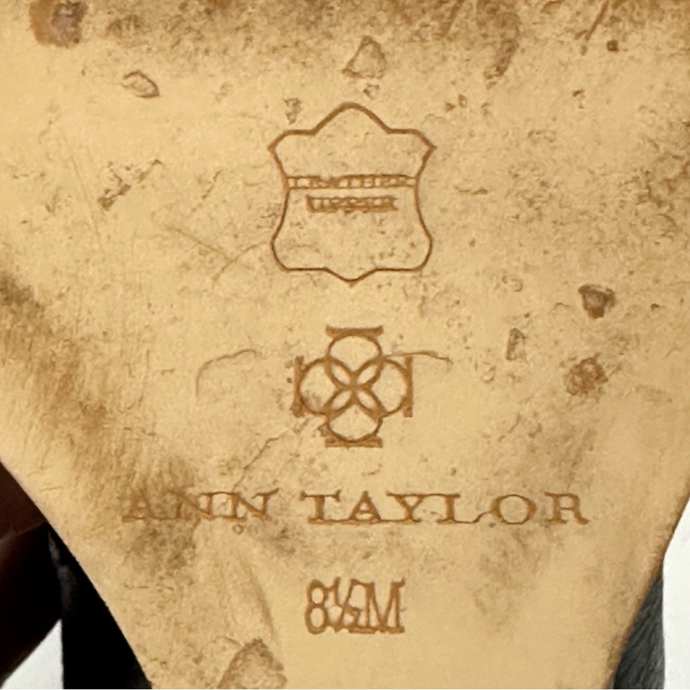 Ann Taylor Black Leather Wide Ankle Strap Buckle OpenToe Boho Heels 8.5M… - Picture 4 of 14